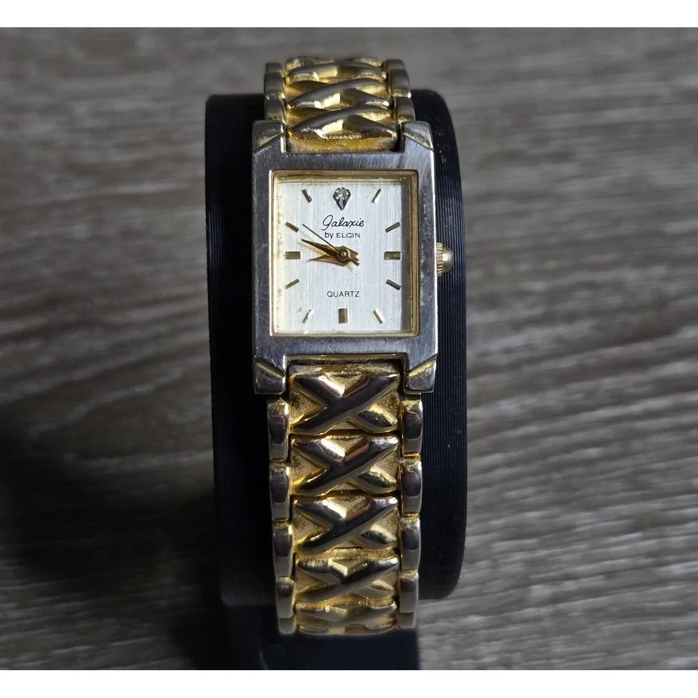 Vintage Galaxie by Elgin Women's Quartz Watch W900-222 Two Tone X Link Bracelet